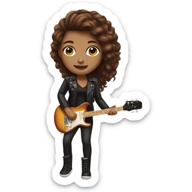 Rockstar girl with brown hair sticker