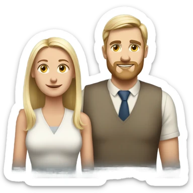 Norwegian couple tall guy short girl full length portrait  sticker