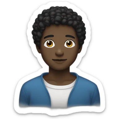 A black boy with gojo satoru bright blue eyes sticker