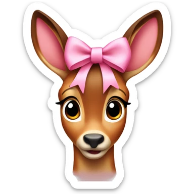 Bambi with pink bow sticker
