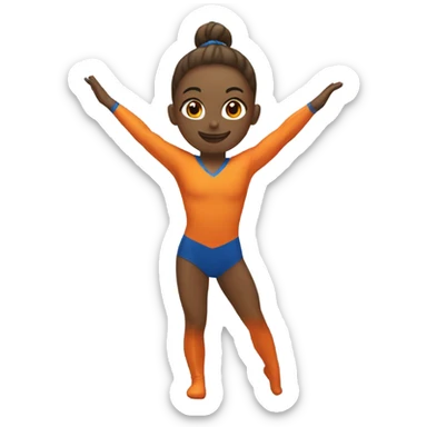 Gymnast waering orange and blue sticker