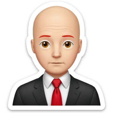 bald with red necktie sticker