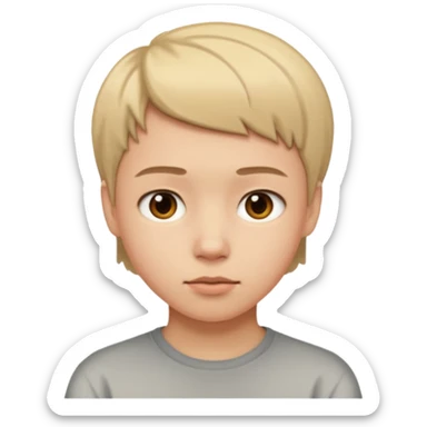 adolescent au visage impassible. Cheveux courts sticker