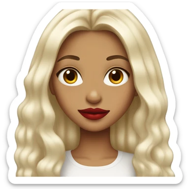 tan girl with long platinum hair and red lips sticker