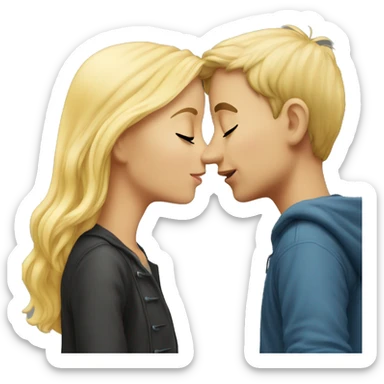 boy kiss a blonde girl  sticker