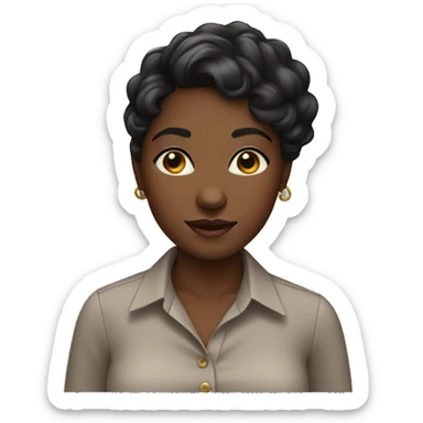 black girl with button up blouse sticker