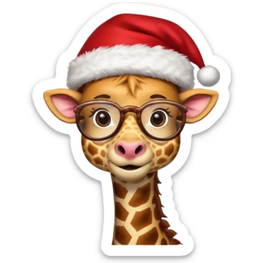 Giraffe santa cap and glasses 
 sticker