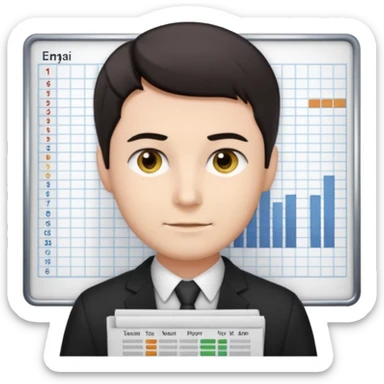 male dark short hair auditor with spreadsheet emoji sticker