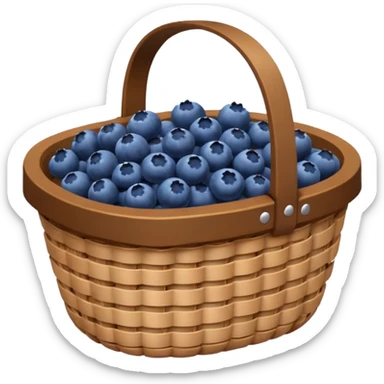 a basket of blueberries with a small handle sticker