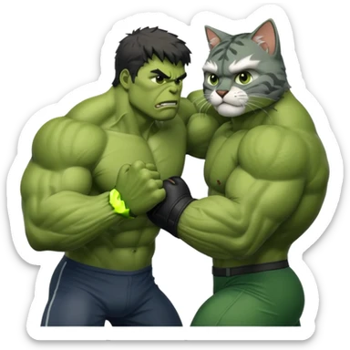 Hulk punching a cat sticker