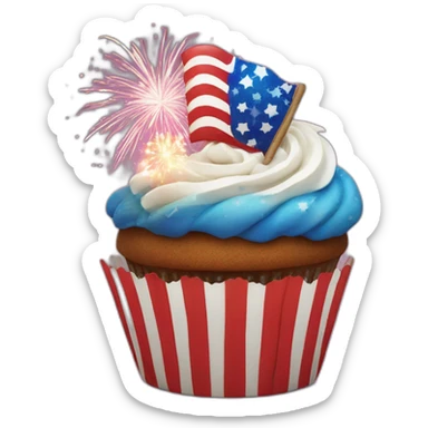 Happy Fourth of July cupcake with fireworks sticker