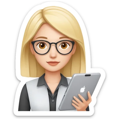 female UX designer with digital tablet and wireframes sticker