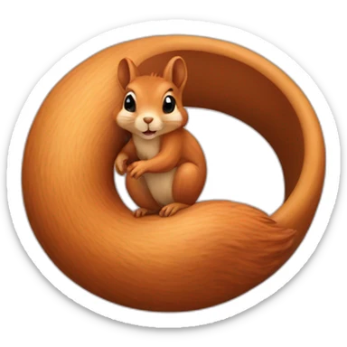 the squirrel curled up in a ring and covered itself with its tail sticker