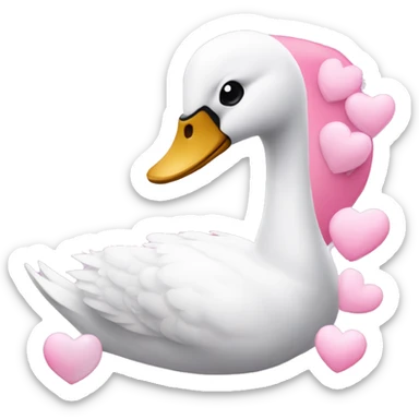 swan with a pink bow on it and pink hearts around it sticker