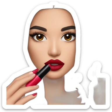 Kylie Jenner holding her lipstick lips sticker