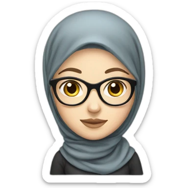 White girl with hijab with glasses sticker