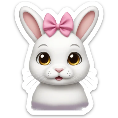 cute bunny with lashes and bow on ear sticker