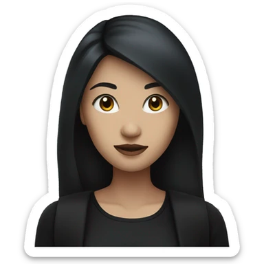 woman standing with black clothes, pale skin, and long black hair sticker