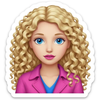 açık tenli  uzun kıvırcık sarı saçlı mavi gözlü   dudak rengi pembe yetişkin kadın bana emoji oluştur sticker