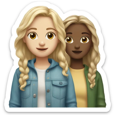 Gorgeous best friends blonde hair light brown eyes and the other brown hair greenish blue eyes both white sticker