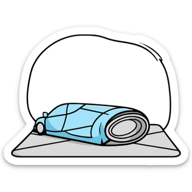 cartoon sticker style crash mat with bold outline sticker