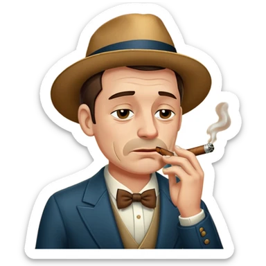1890’s old fashioned fella wearing elegant clothes crying while smoking a cigar sticker