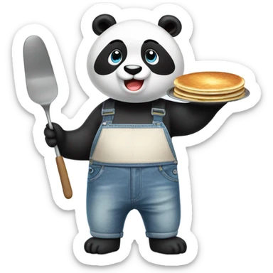 Panda cooking pancakes wearing baggy Jean shorts  sticker