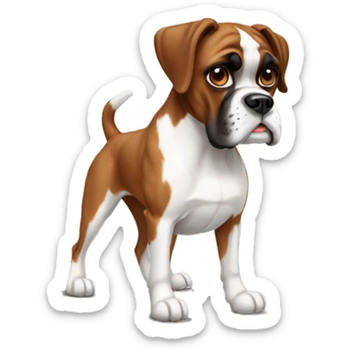 Brown and white boxer dog sticker