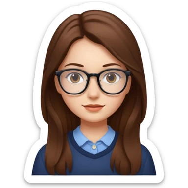 Girl with glasses and long brown hair sticker