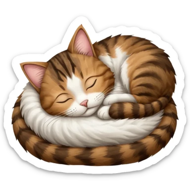 dark brown tabby and white cat sleeping rolled over and upside down sticker
