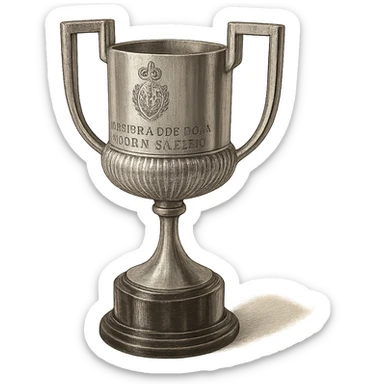 Фотореалистичный и изометричный кубок List of Copa, объемный чуть слегка рисованный стиль, прозрачный фон sticker