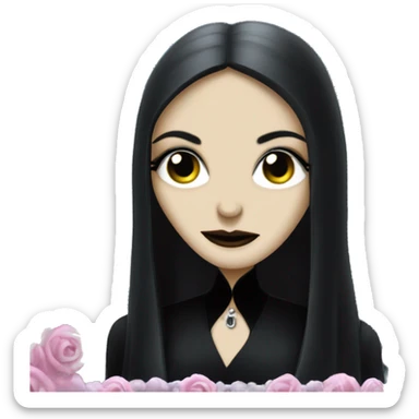 Morticia Addams at a rainy funeral  sticker