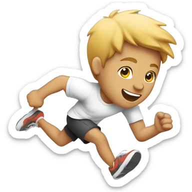 Boy with running in t-shirt sticker