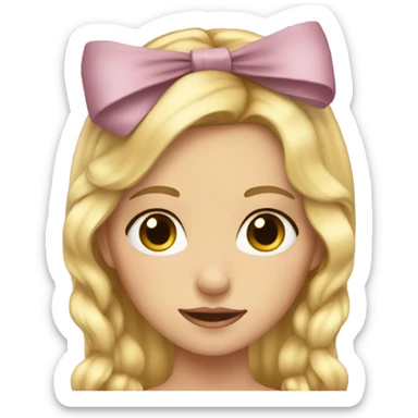 blonde girl with bow in her hair and long eyelashes  sticker