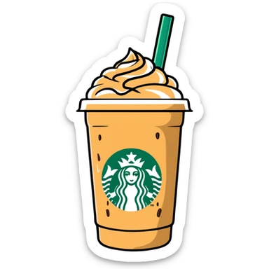 cute Starbucks iced latte with condensation on cup sticker