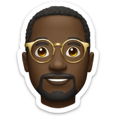 African  man in round gold glasses sticker