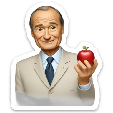 jaque chirac with an apple sticker