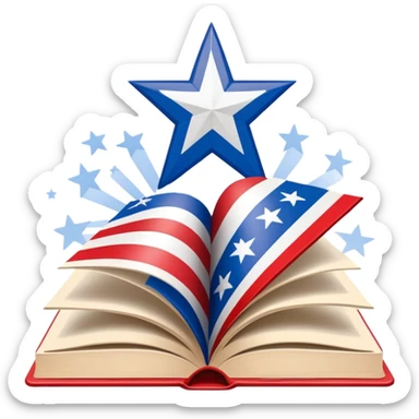 Scenic design book with Puerto Rican flag colors and pattern flowing through its pages, theater stage elements and flag's star incorporated into book design sticker