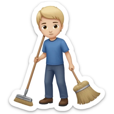 niño barriendo sticker