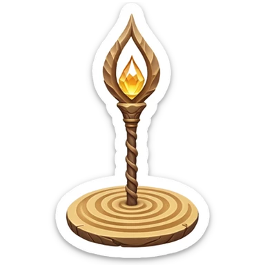 desert sand mage staff object icon, ancient wooden staff, swirling sand crystal on top, glowing golden aura, small floating sand particles, fantasy desert style, 3D cartoon, mobile game icon style, centered, clean background, soft shadow, no text, no watermark
 sticker
