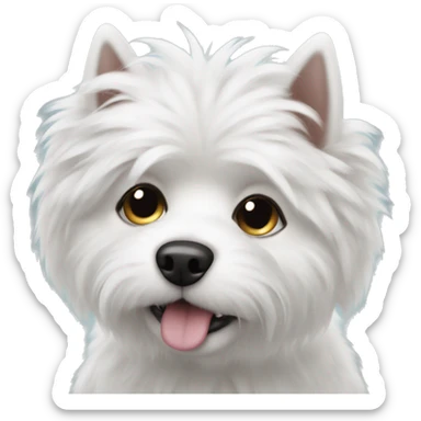 White fluffy dog with dark eyes sticker