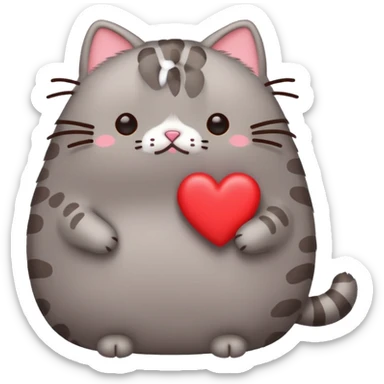 Pusheen cat red heart kawaii cute sticker