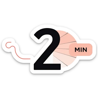 The number 2 with "min" indicator, like on a digital timer display sticker