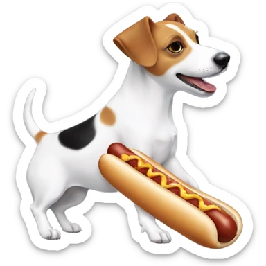 a jack russell eating a hot dog sticker