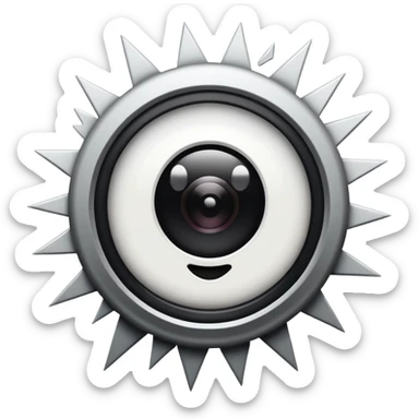 Minimalist emoji-style sticker of a wide open eye with a camera flash bursting into it. High contrast black and white with sharp lines. No gradients.
 sticker