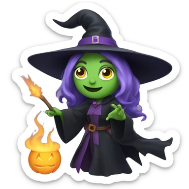 A witch is casting a spell sticker