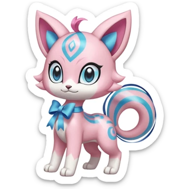 Pastel Shiny Cute Elegant Realistic Adorable Pretty Beautiful Meloetta-Meicoomon-Gatomon-Liepard-Pokémon-Digimon-Fakémon-fusion-hybrid-creature sticker