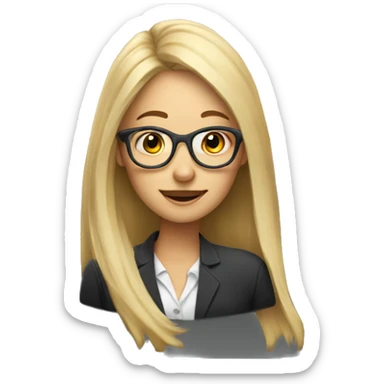 Long blonde hair girl marketing mentor wearing glasses and laptop sticker