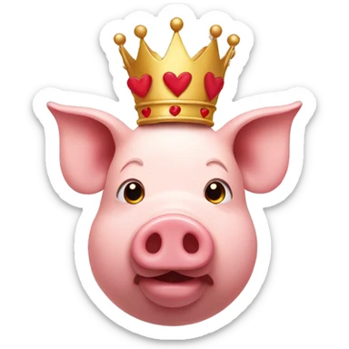 Pig with crown and a lot of hearts sticker