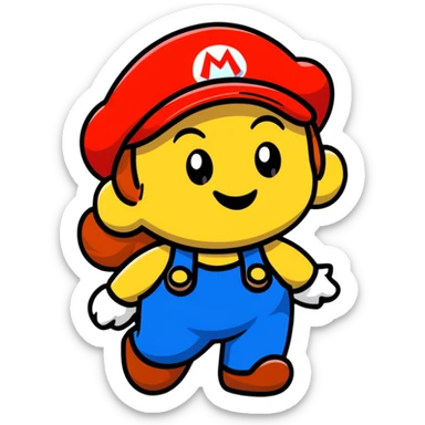 female Mario smiling in cute cartoon style sticker